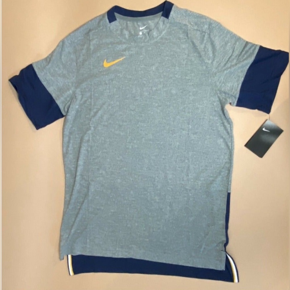 Nike Football Short Sleeve Shirt Sz Med (CI4545-040) Gray, Blue Layer Training